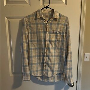 Faherty Blue and Cream Plaid Button Down Shirt